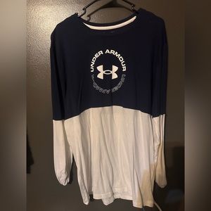 Men’s long sleeve under armour shirt. Size XL. Blue and white.